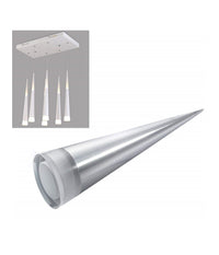 Lampadario Lampada 6 Pendenti Conico Allungato Acciaio Soffitto Luce Led Applique Design         