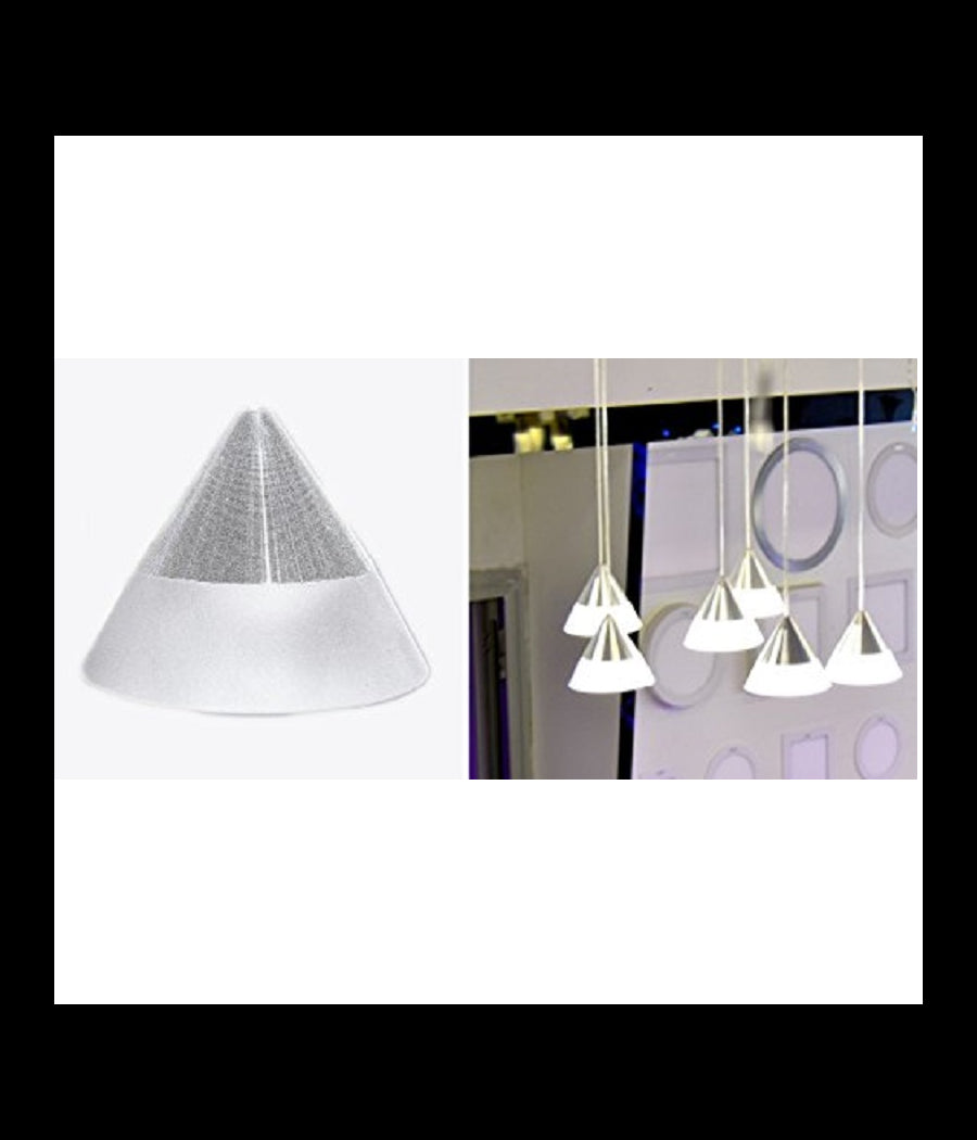 Lampadario Lampada 6 Pendenti Conico Bianco Acciaio Soffitto Luce Led Applique Design         