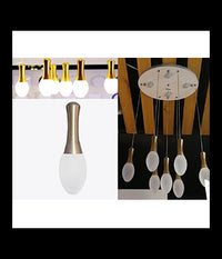 Lampadario Lampada 7 Pendenti Acciaio Dorato Oro Soffitto Luce Led Applique Design         