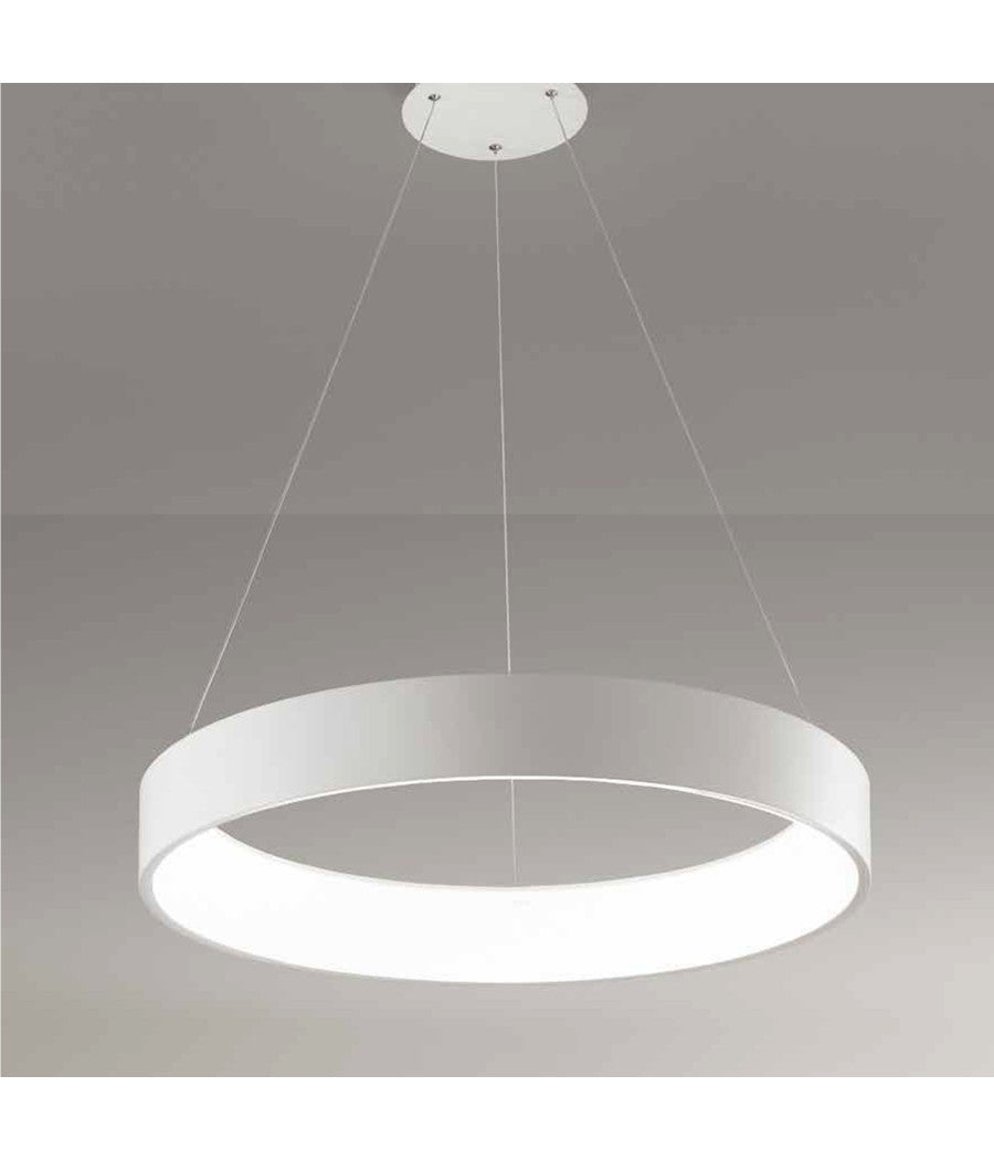 Lampadario Lampada Anello Argento 45cm Luce Led Soffitto Sospensione Pendente         