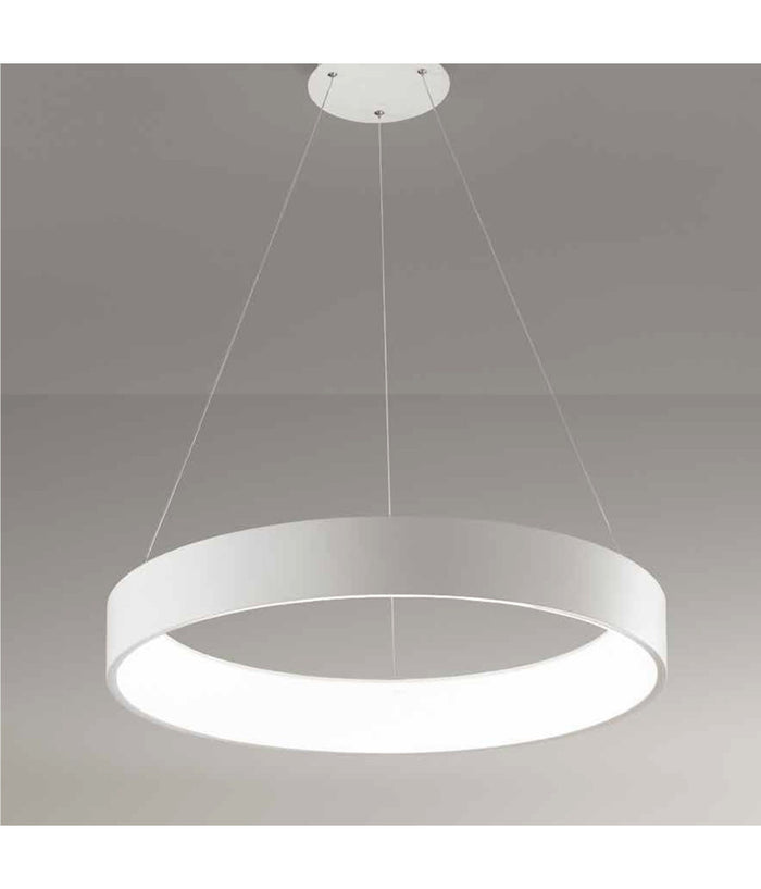 Lampadario Lampada Anello Argento 45cm Luce Led Soffitto Sospensione Pendente         