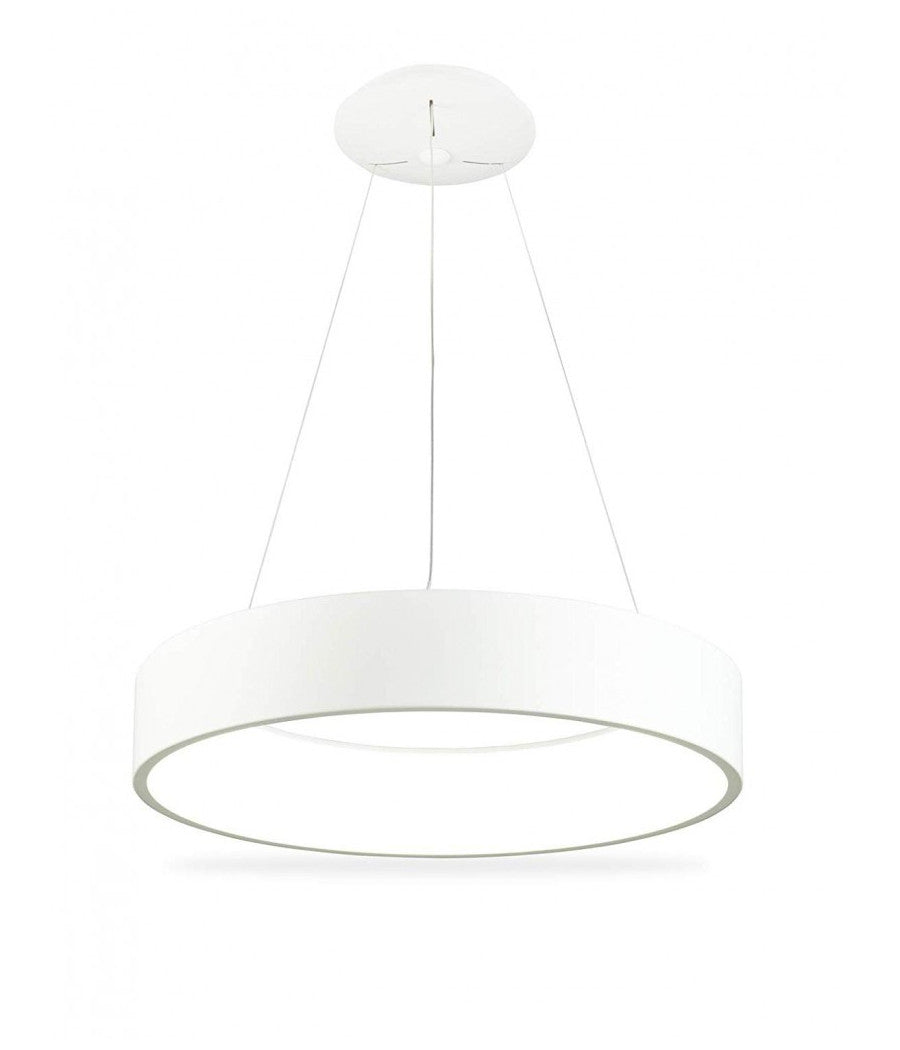 Lampadario Lampada Anello Argento 45cm Luce Led Soffitto Sospensione Pendente         