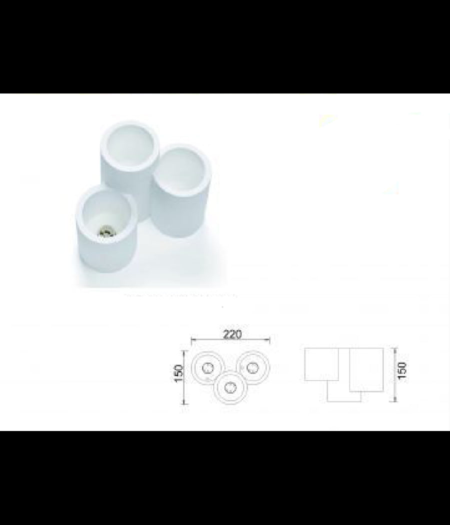 Lampadario Lampada Da Soffitto Portalampada Gu10 3 Cilindri In Gesso Gs-c07-3         