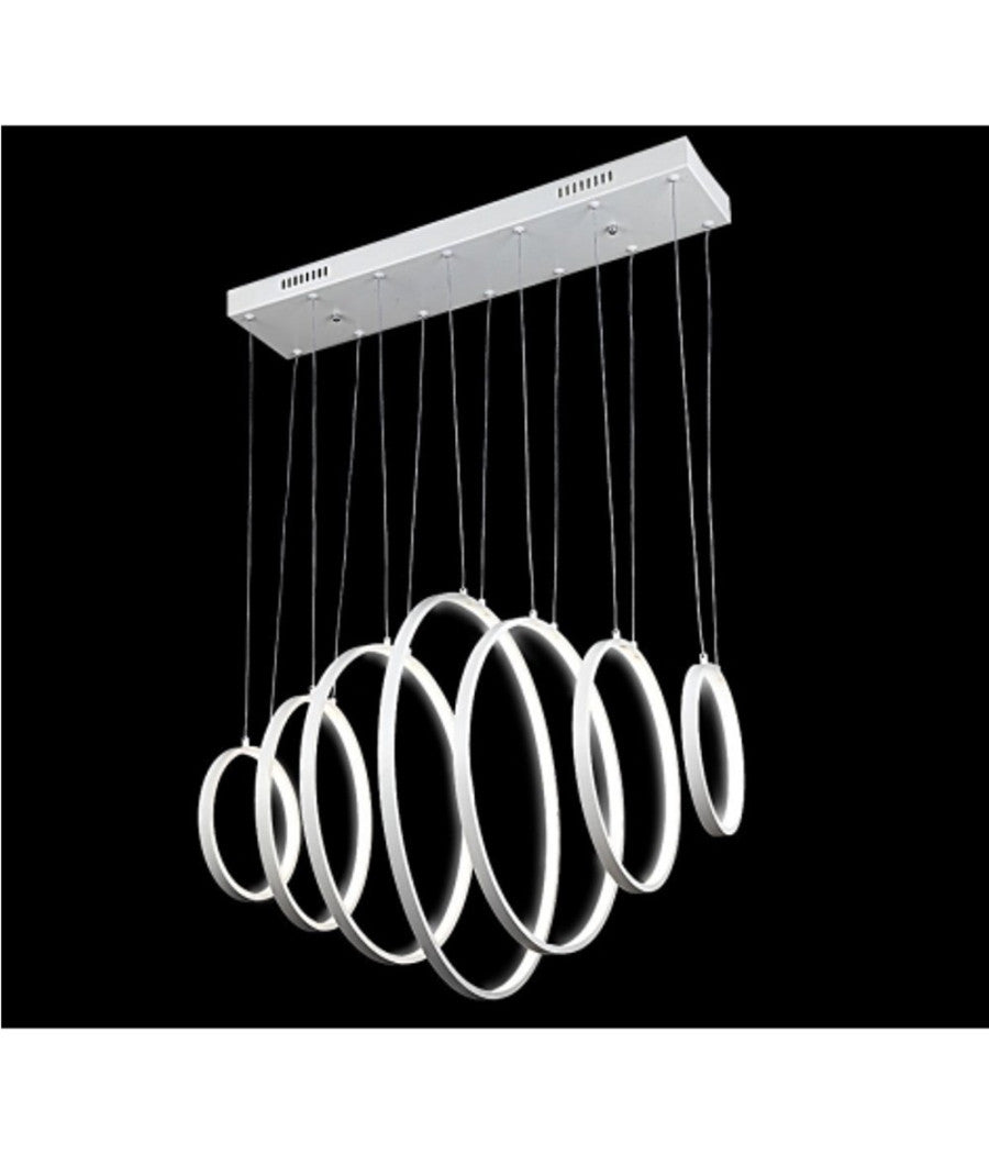 Lampadario Lampada Sospensione Anelli Luce Led Bianco Freddo Soffitto Pendente         