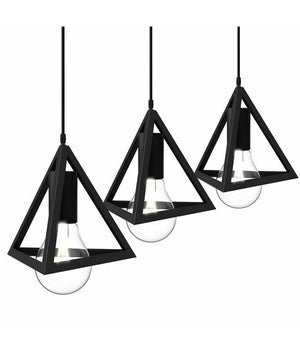 Lampadario Lampada Sospensione Piramide 18cm Design Moderno Paralume Nero         