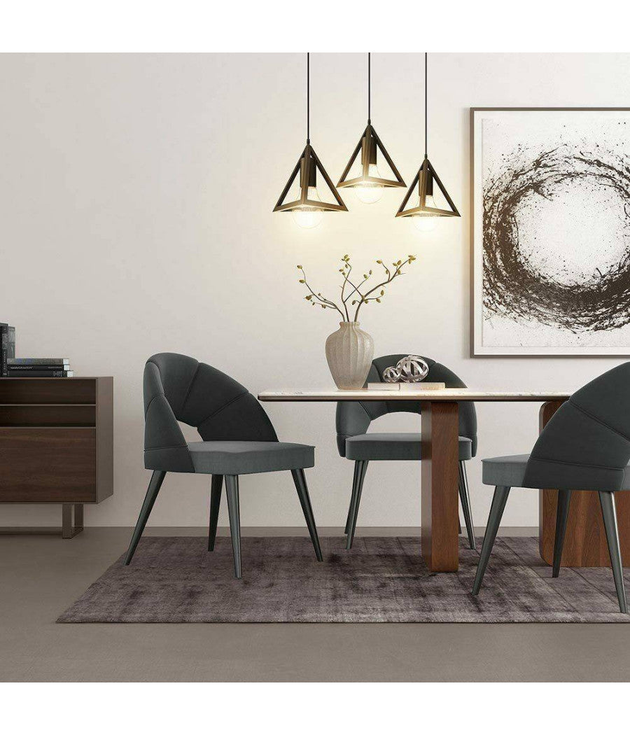 Lampadario Lampada Sospensione Piramide 18cm Design Moderno Paralume Nero         