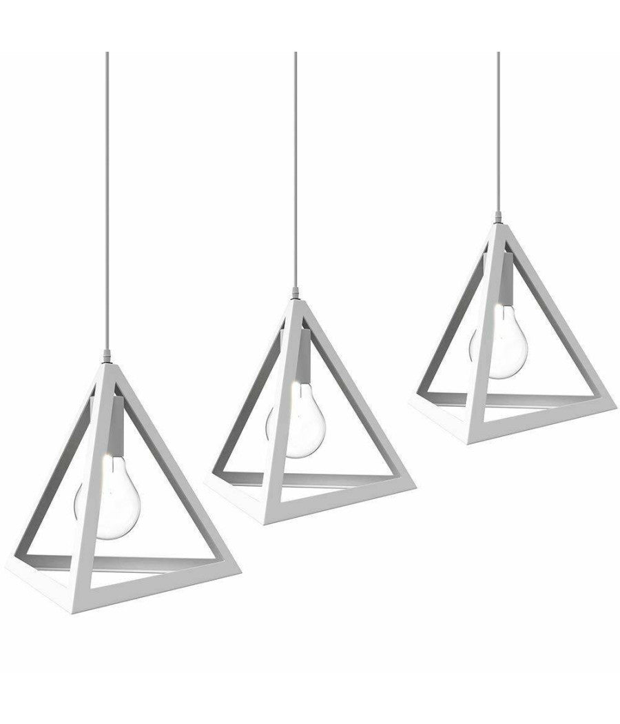 Lampadario Lampada Sospensione Piramide 25cm Design Moderno Paralume Bianco         