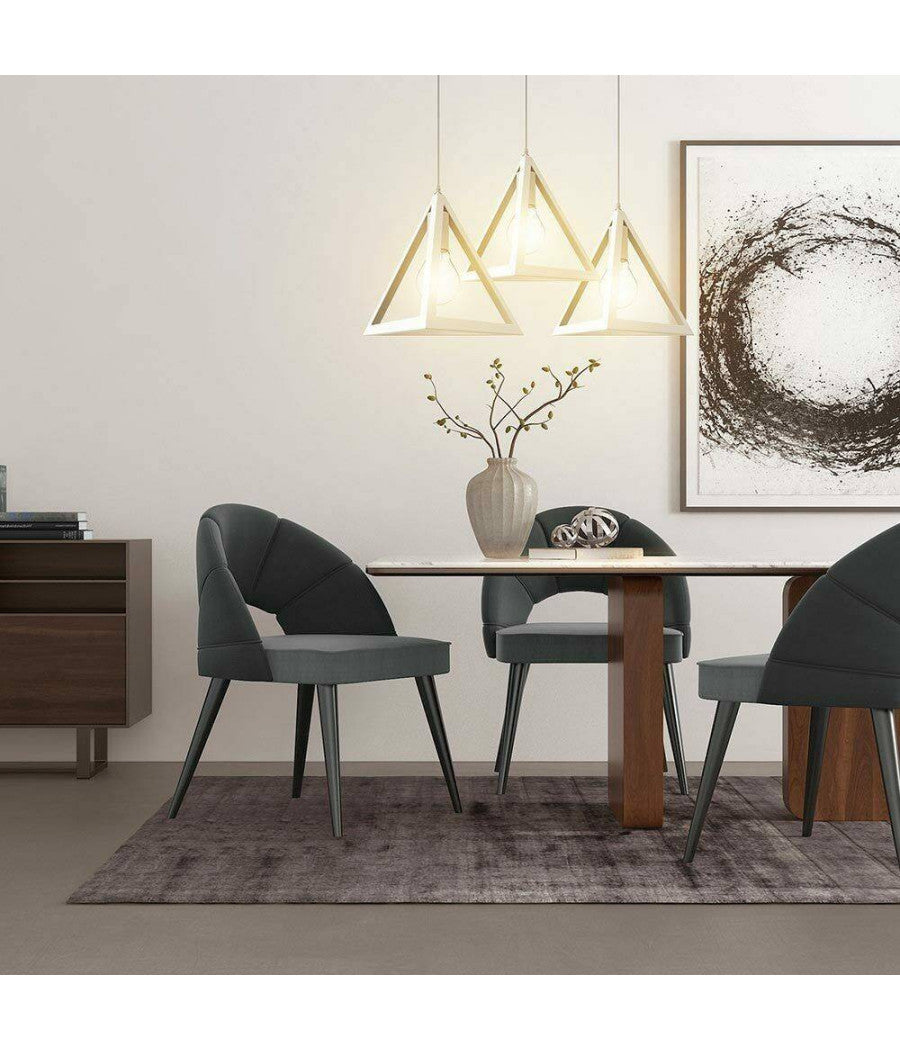 Lampadario Lampada Sospensione Piramide 25cm Design Moderno Paralume Bianco         