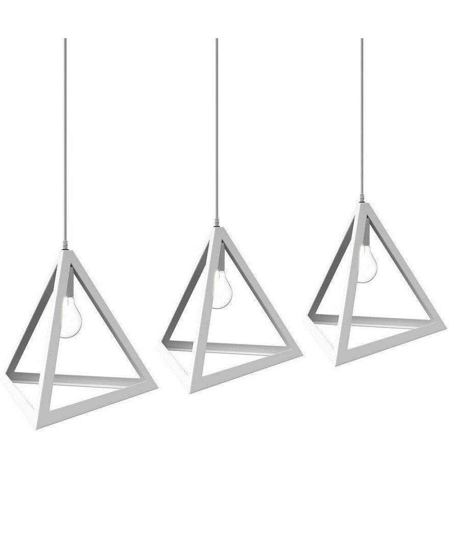 Lampadario Lampada Sospensione Piramide 30cm Design Moderno Paralume Bianco         