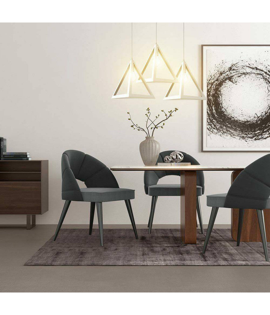 Lampadario Lampada Sospensione Piramide 30cm Design Moderno Paralume Bianco         