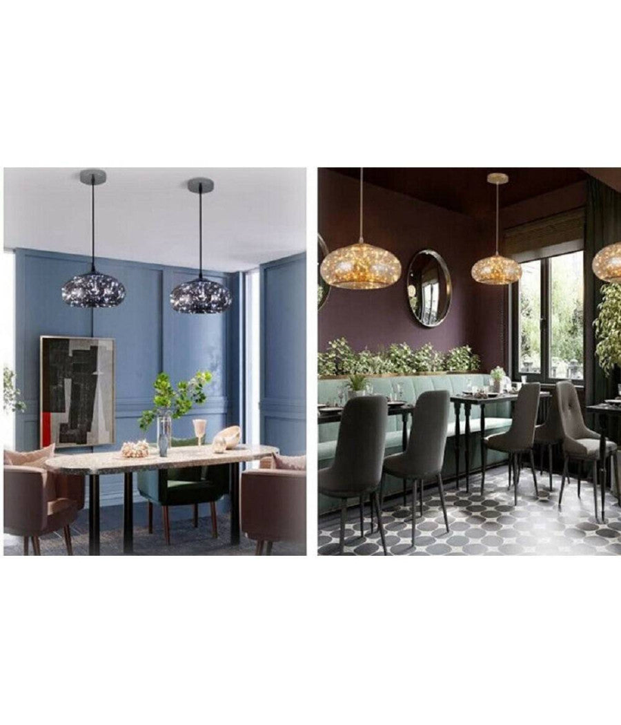 Lampadario Led 10w A Cupola Effetto Cielo Stellato In Vetro Luce 7500k 3000k A48         