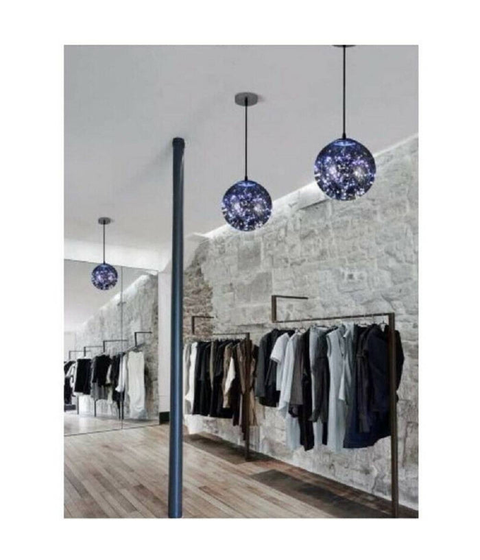 Lampadario Led 10w Sfera Effetto Cielo Stellato In Vetro A Luce 7500k 3000k A47         