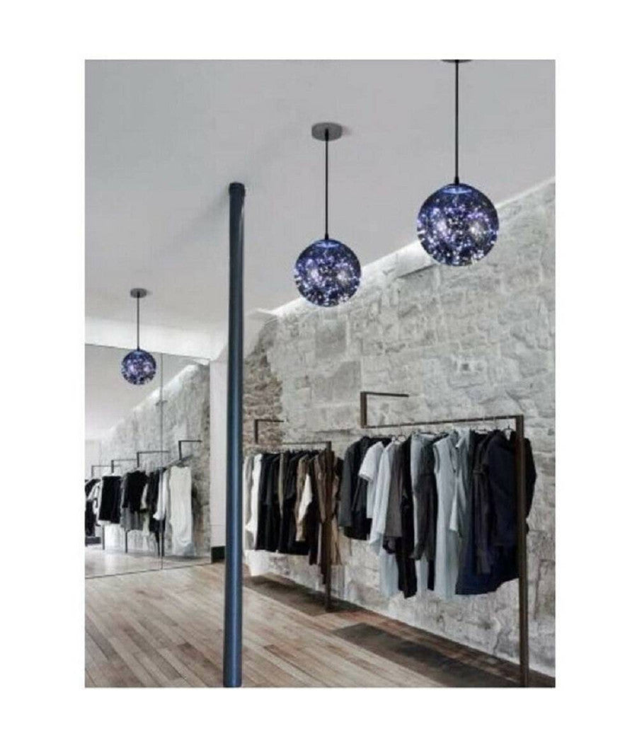 Lampadario Led 10w Sfera Effetto Cielo Stellato In Vetro A Luce 7500k 3000k A47         