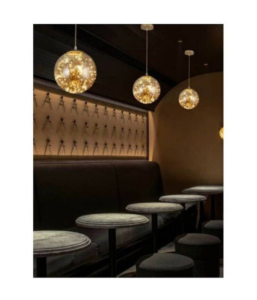 Lampadario Led 10w Sfera Effetto Cielo Stellato In Vetro A Luce 7500k 3000k A47  -bianco Caldo      -