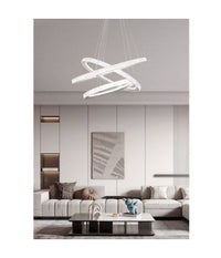 Lampadario Led 132 W Bianca 3 Anelli Con Cristalli Luce 6500k 3000k 4000k Lp-33b         