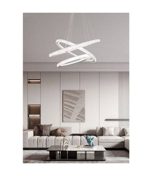Lampadario Led 132 W Bianca 3 Anelli Con Cristalli Luce 6500k 3000k 4000k Lp-33b         