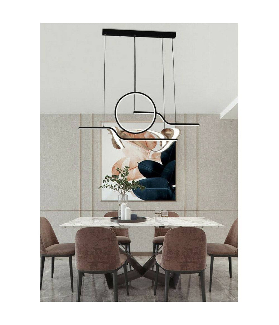 Lampadario Led 32w Lampada Stile Contemporaneo Moderno Luce 6500k 4000k Nero A44         