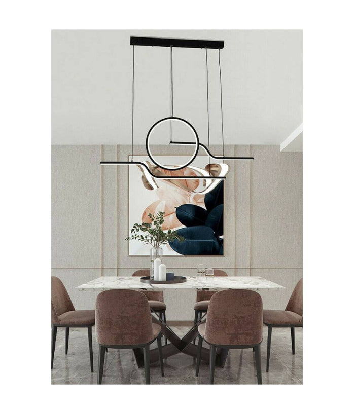 Lampadario Led 32w Lampada Stile Contemporaneo Moderno Luce 6500k 4000k Nero A44         