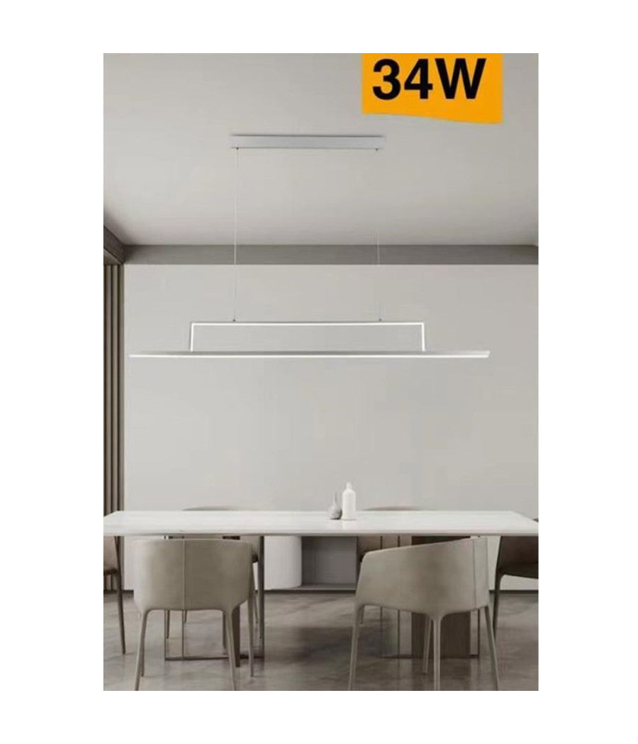 Lampadario Led 34w A Sospensione Lineare Orizzontale Luce 3000k 6500k 4000k B66-b  -bianco Naturale      -