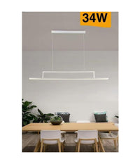 Lampadario Led 34w A Sospensione Lineare Orizzontale Luce 3000k 6500k 4000k B66-b  -bianco Caldo      -