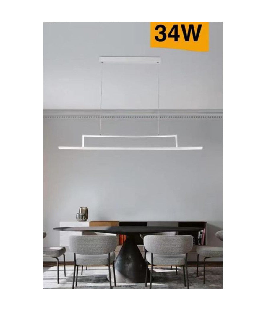 Lampadario Led 34w A Sospensione Lineare Orizzontale Luce 3000k 6500k 4000k B66-b         