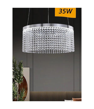 Lampadario Led 35 W Sospeso Cerchio Con Pendenti Cristallo Luce Fredda 8000k B70         