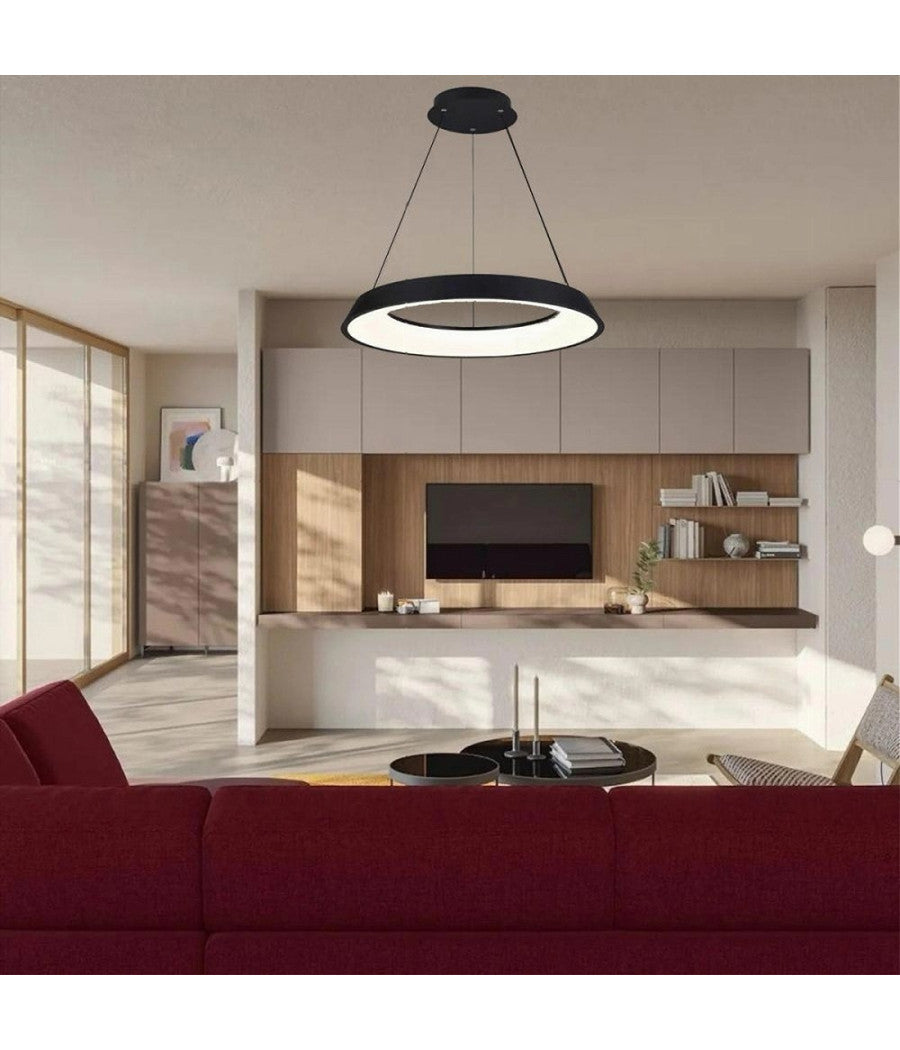 Lampadario Led 43w Tre Colorazioni Luce Lampada Da Soffitto Ultra Moderno A71-3c  Nero       