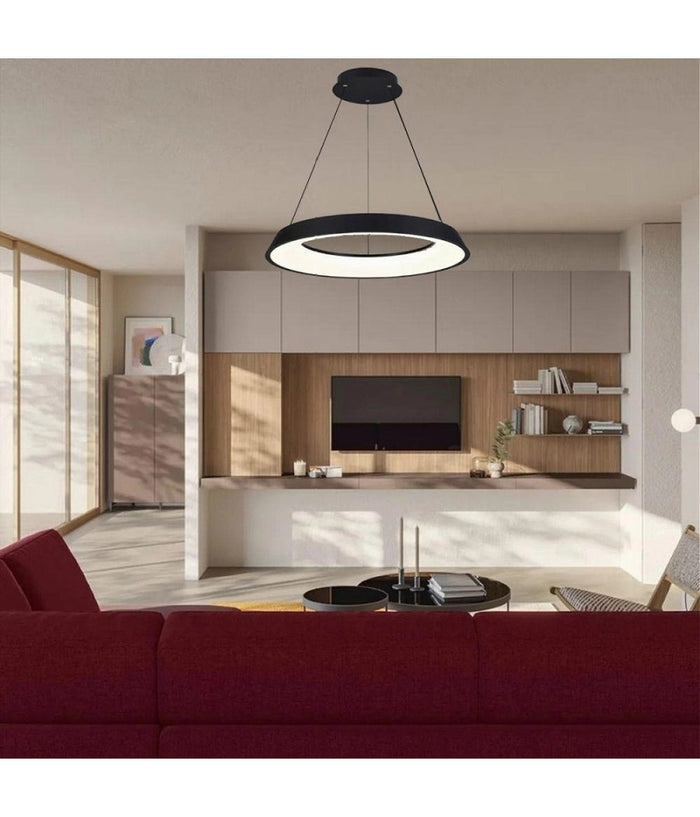 Lampadario Led 43w Tre Colorazioni Luce Lampada Da Soffitto Ultra Moderno A71-3c  Nero       