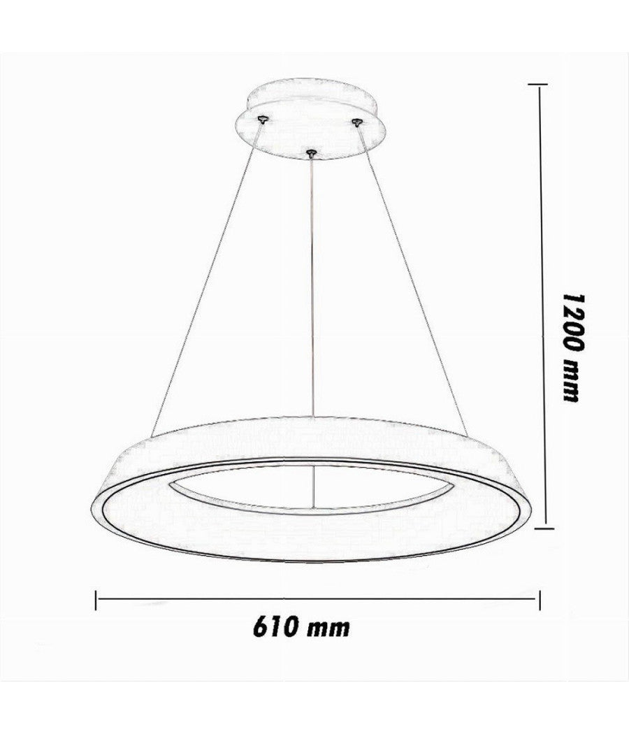 Lampadario Led 43w Tre Colorazioni Luce Lampada Da Soffitto Ultra Moderno A71-3c  Nero       