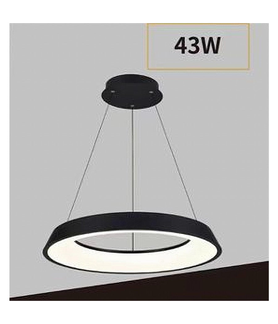 Lampadario Led 43w Tre Colorazioni Luce Lampada Da Soffitto Ultra Moderno A71-3c  Nero       