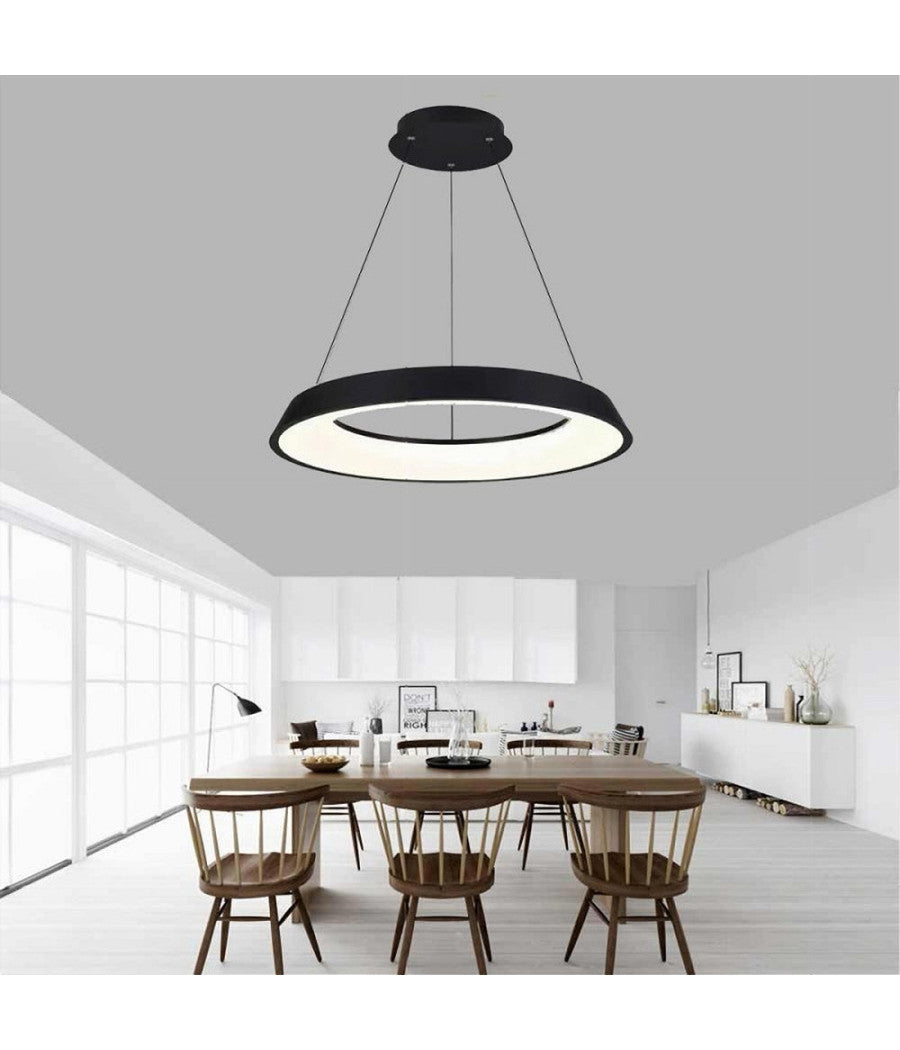Lampadario Led 43w Tre Colorazioni Luce Lampada Da Soffitto Ultra Moderno A71-3c  Nero       