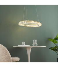 Lampadario Led 45w Sospeso Da Soffitto Curve Con Cristalli Luce Fredda 8000k B76         