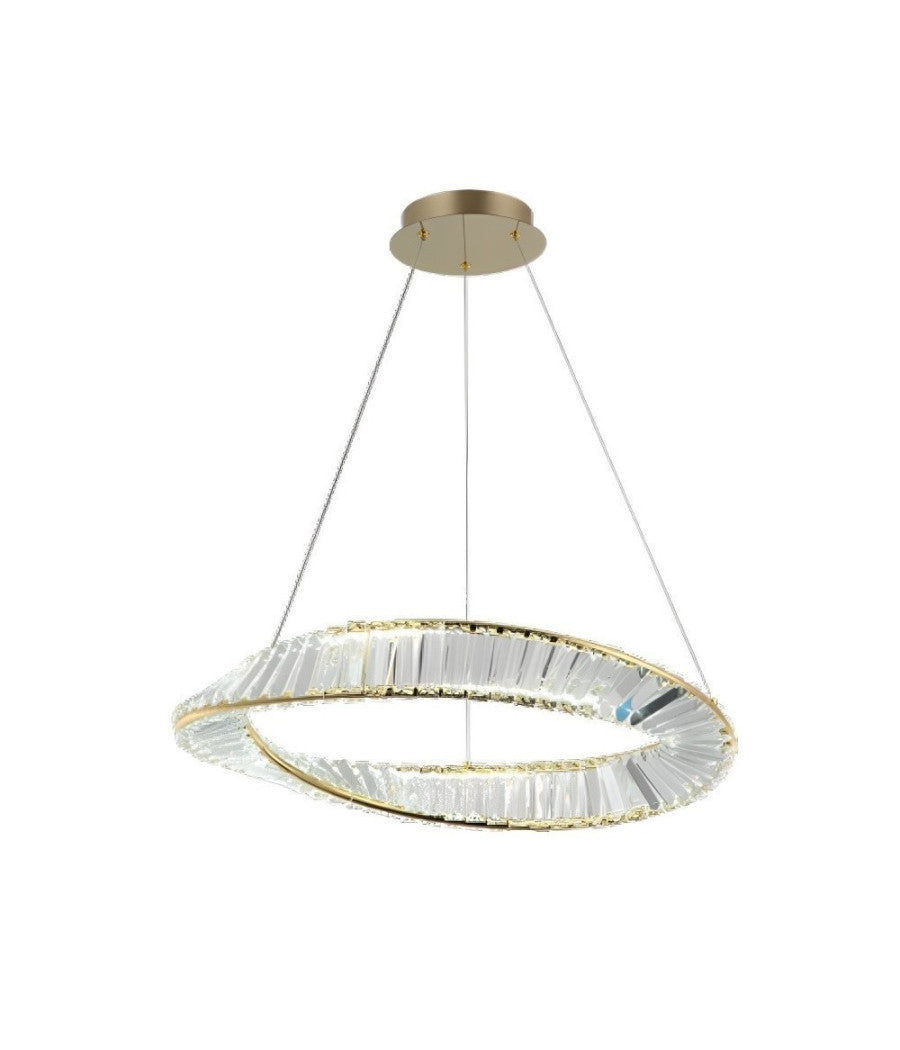 Lampadario Led 45w Sospeso Da Soffitto Curve Con Cristalli Luce Fredda 8000k B76         