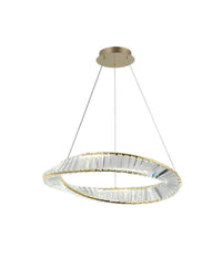 Lampadario Led 45w Sospeso Da Soffitto Curve Con Cristalli Luce Fredda 8000k B76         