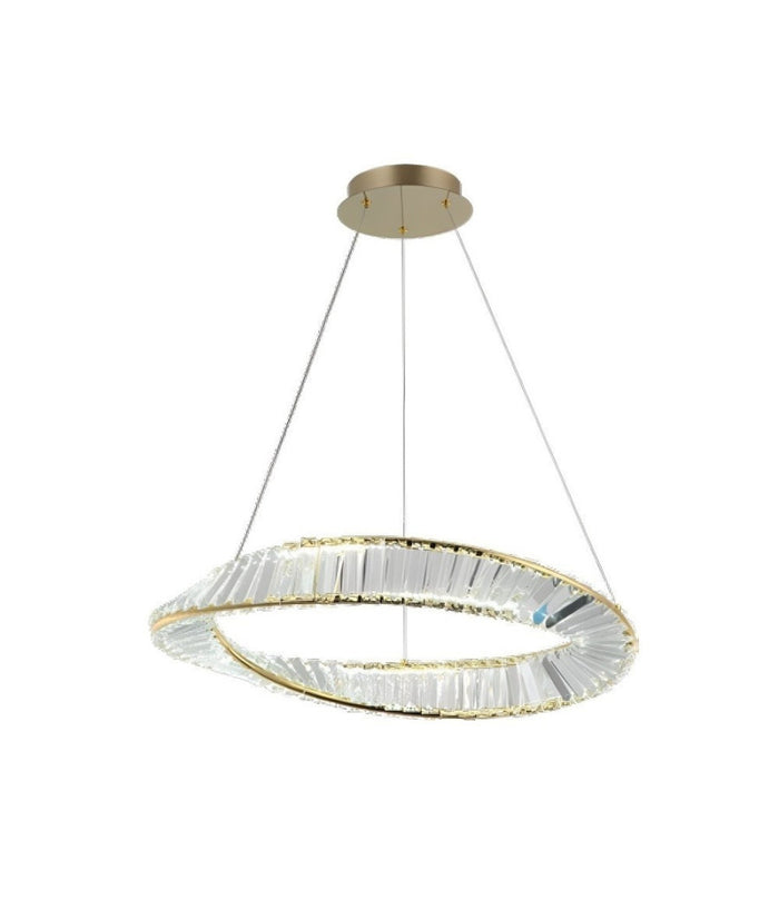 Lampadario Led 45w Sospeso Da Soffitto Curve Con Cristalli Luce Fredda 8000k B76         