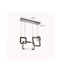 Lampadario Led 55 W A Sospensione Con Cristalli Luce Fredda 6500k 4 Pendenti A17         