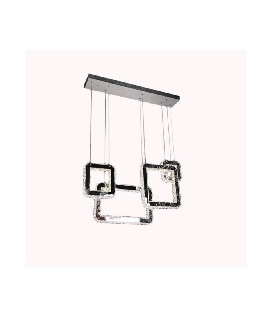 Lampadario Led 55 W A Sospensione Con Cristalli Luce Fredda 6500k 4 Pendenti A17         