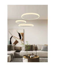 Lampadario Led 60w A Sospensione 3 Anelli Cristalli Luce 3000k 6500k 4000k Lp-39b         