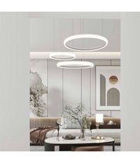 Lampadario Led 60w A Sospensione 3 Anelli Cristalli Luce 3000k 6500k 4000k Lp-39b         