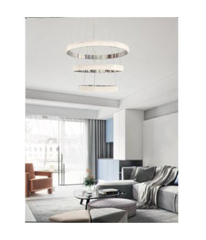 Lampadario Led 62w Design Ad Anelli Effetto Cristallo Luce 4000k 6500k 3000k Lp-26b  -bianco Naturale      -