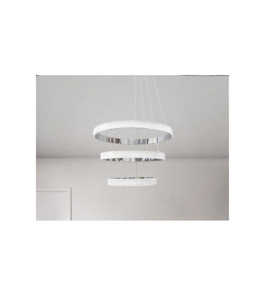 Lampadario Led 62w Design Ad Anelli Effetto Cristallo Luce 4000k 6500k 3000k Lp-26b         