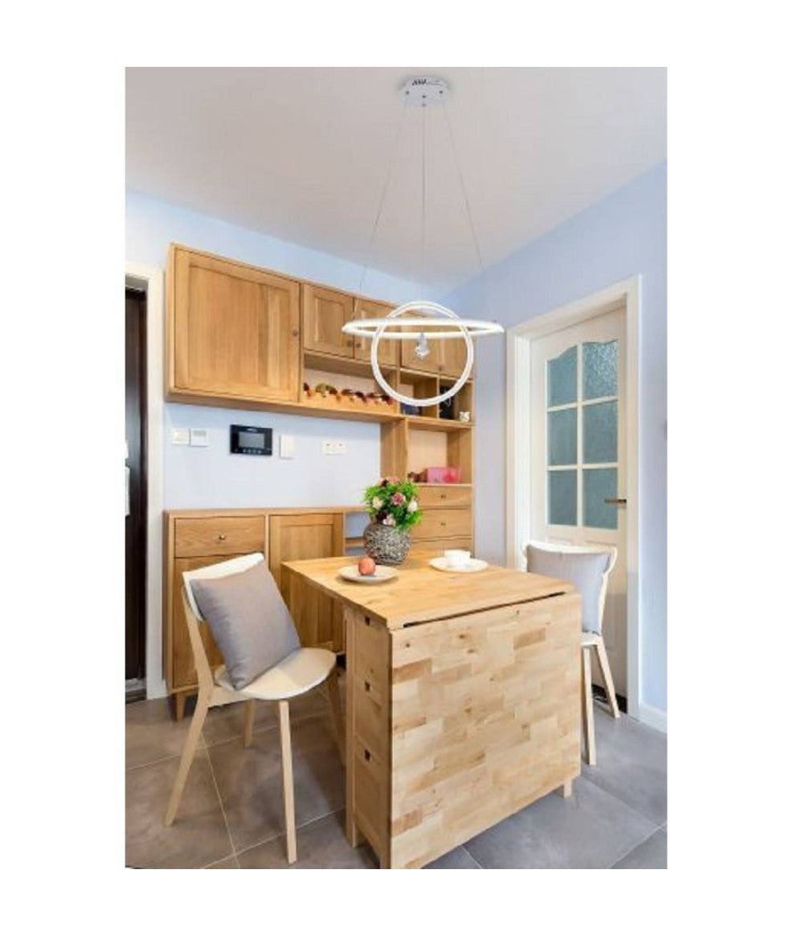 Lampadario Led 70w Lampada 2 Anelli Cristallo Luce 6500k 3000k 4000k Moderno A52  -bianco Naturale      -