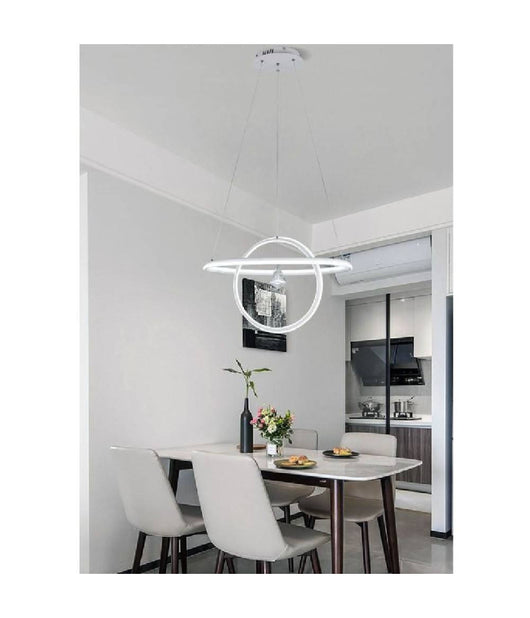 Lampadario Led 70w Lampada 2 Anelli Cristallo Luce 6500k 3000k 4000k Moderno A52  -bianco Freddo      -