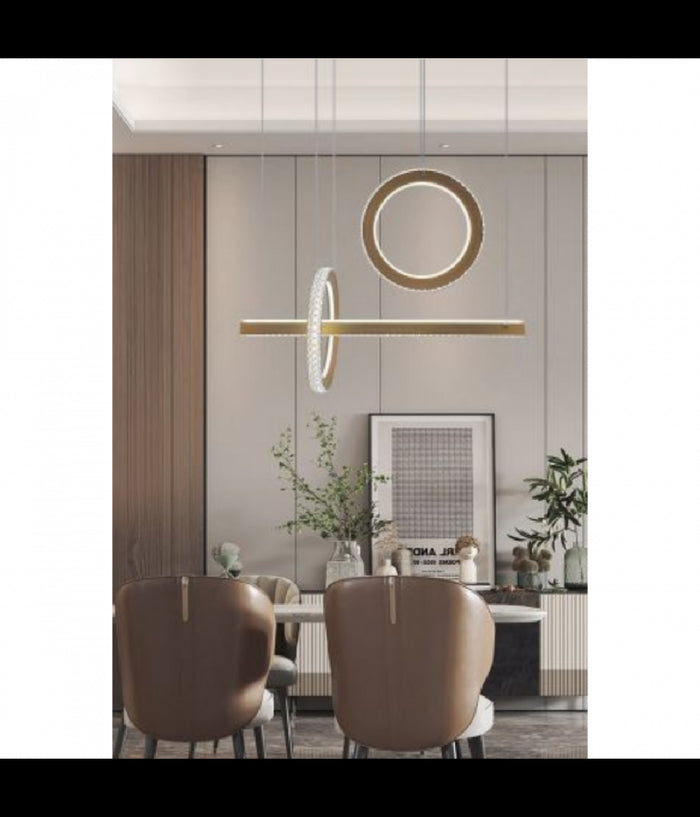 Lampadario Led 80w A Sospensione Luce 6500k 4000k Effetto Cristallo Moderno Lp-23         