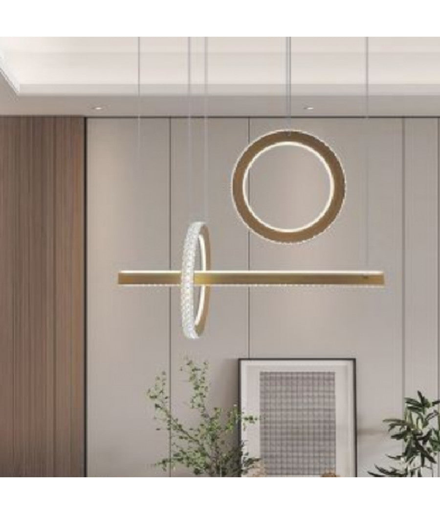 Lampadario Led 80w A Sospensione Luce 6500k 4000k Effetto Cristallo Moderno Lp-23         