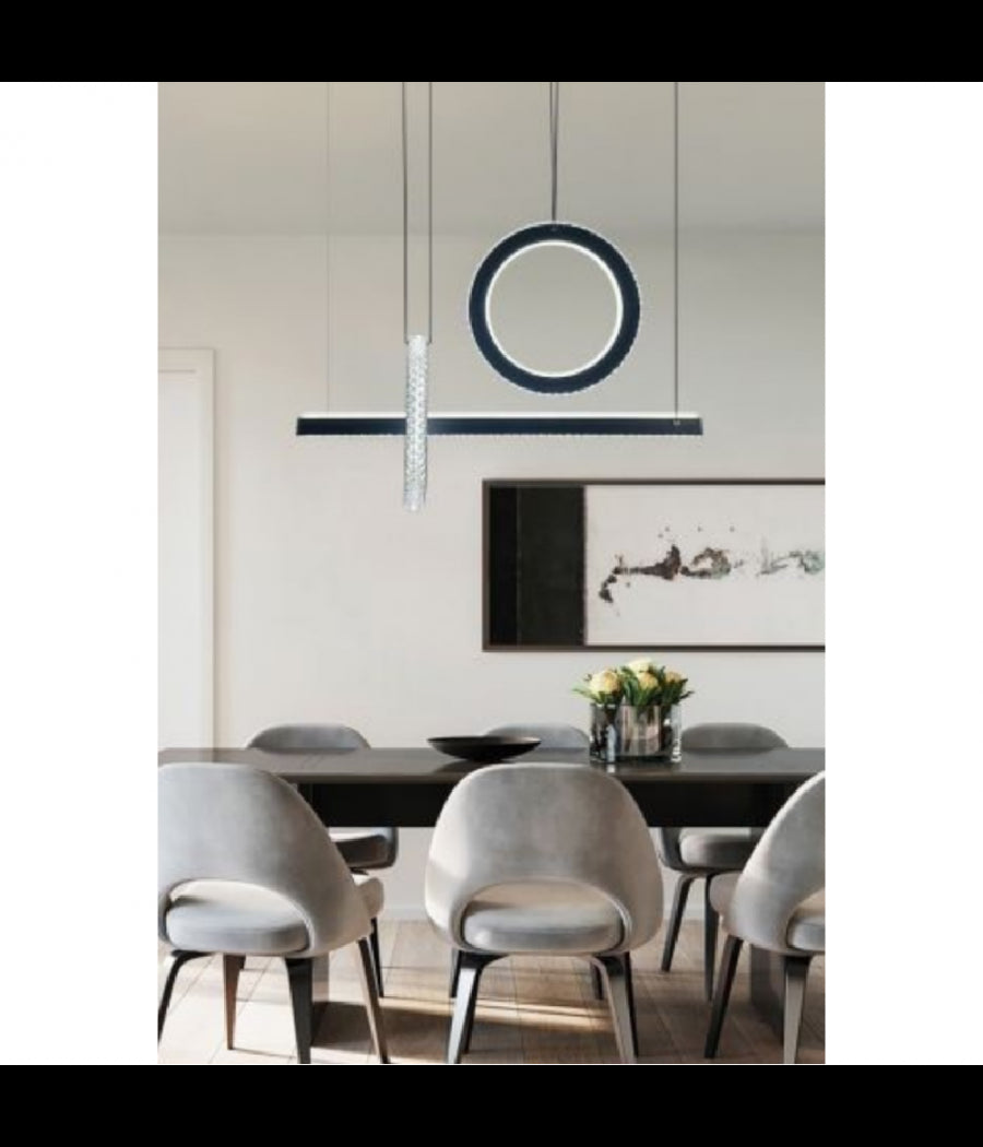 Lampadario Led 80w A Sospensione Luce 6500k 4000k Effetto Cristallo Moderno Lp-23         