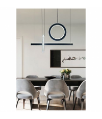 Lampadario Led 80w A Sospensione Luce 6500k 4000k Effetto Cristallo Moderno Lp-23         