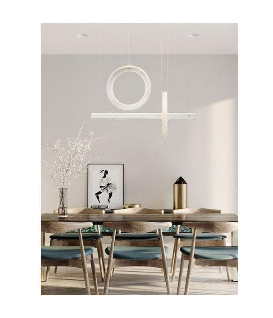 Lampadario Led 80w Sospensione Luce Fredda Naturale Calda Effetto Cristallo Lp-23b  -bianco Naturale      -