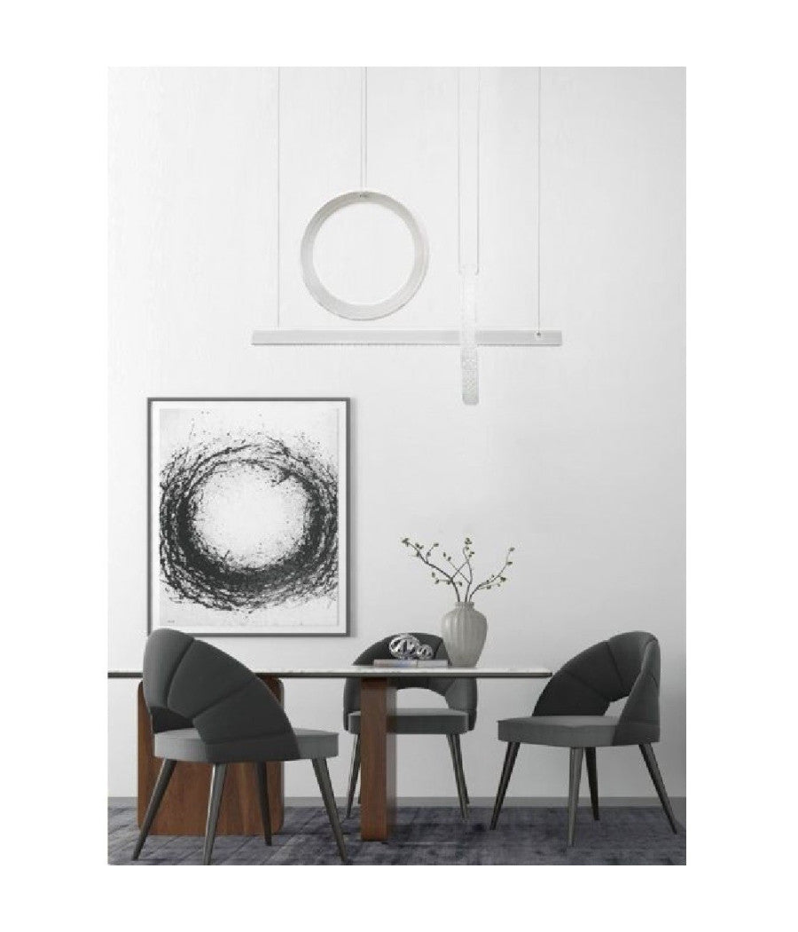 Lampadario Led 80w Sospensione Luce Fredda Naturale Calda Effetto Cristallo Lp-23b         