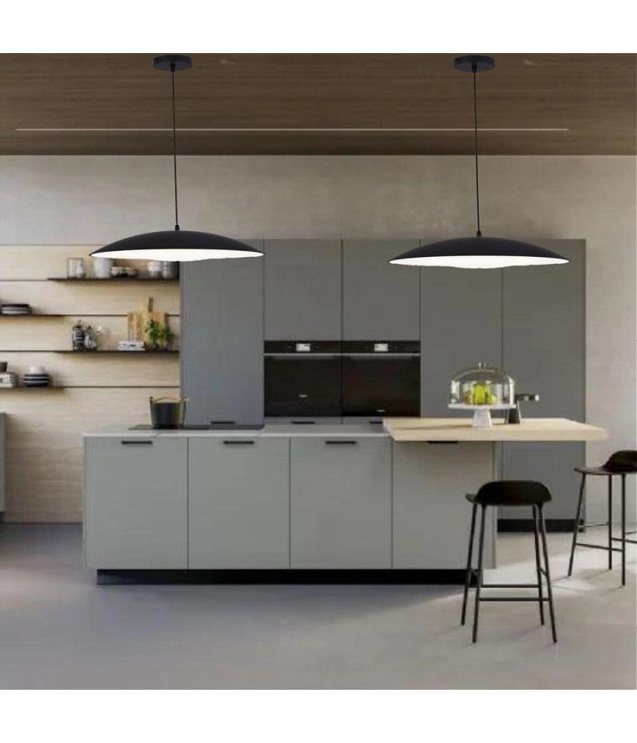 Lampadario Led A Sospensione 46w 3 Colorazione Luce Dimmerabile Telecomando B81-3c  Nero       